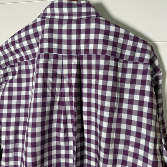 Brooks Brothers 346 Non Iron Long Sleeve Button Down Purple Blue White Check XL - Picture 3 of 7
